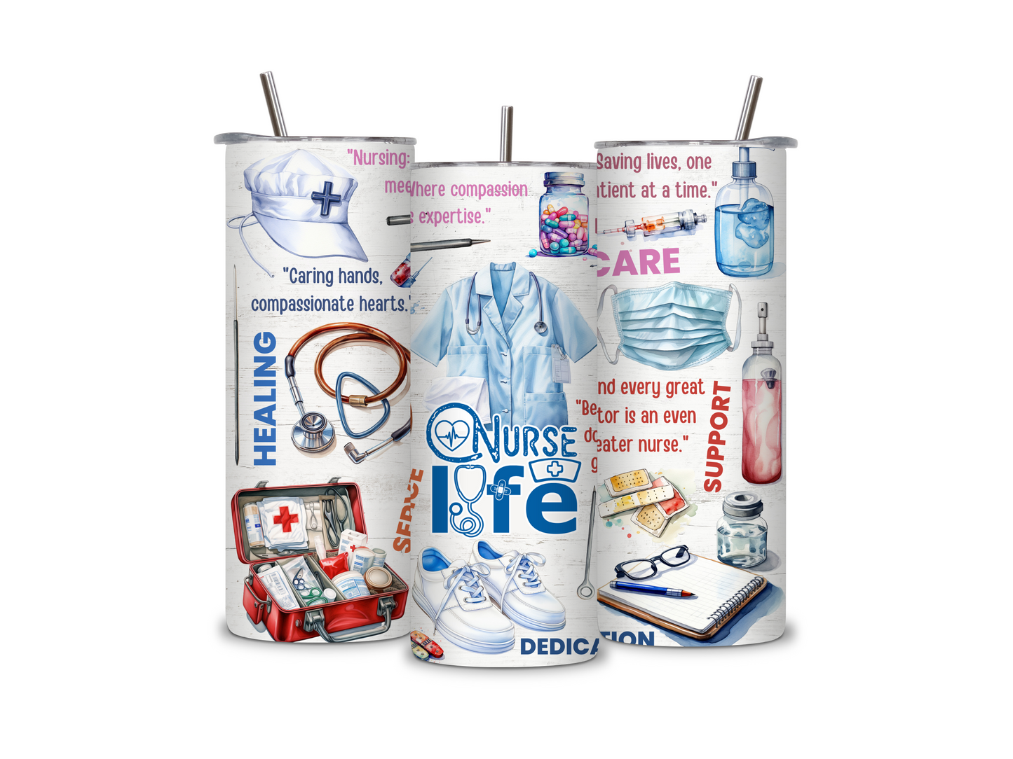 Blue Nurse Life 20 oz Skinny Tumbler Stainless Steel