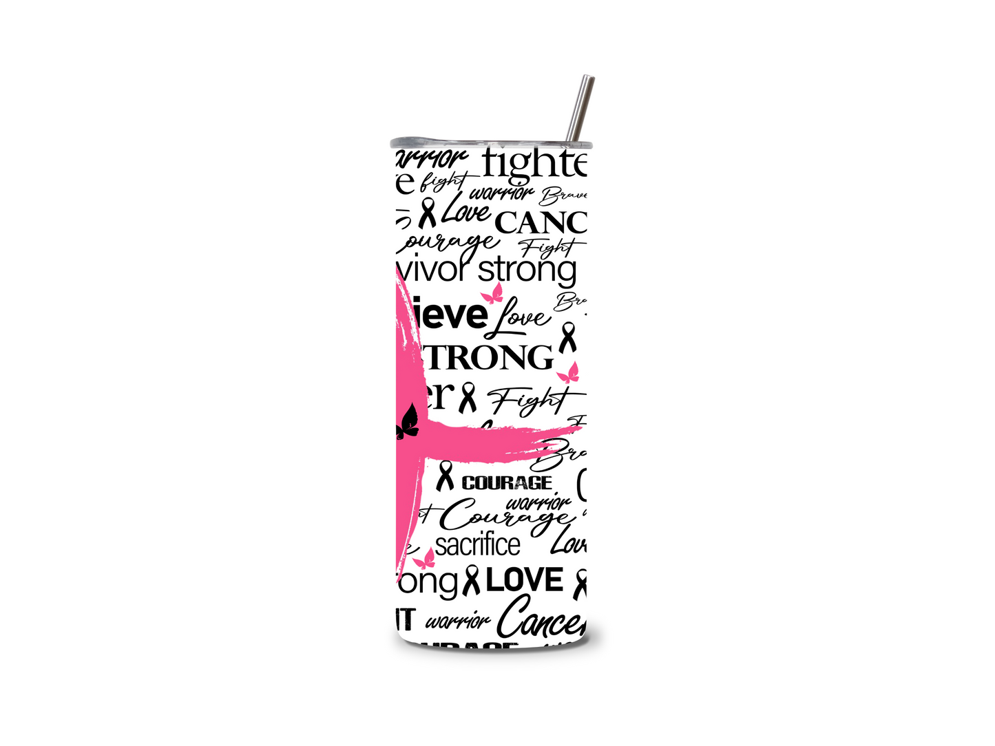Breast Cancer Awareness White 20 oz Skinny Tumbler Stainless Steel