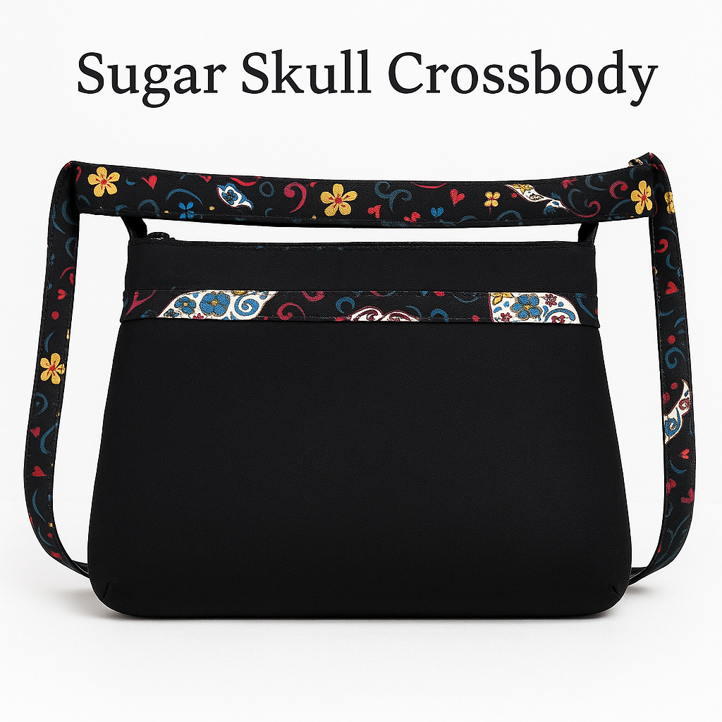 Sugar Skull Handmade Cotton Crossbody Bag