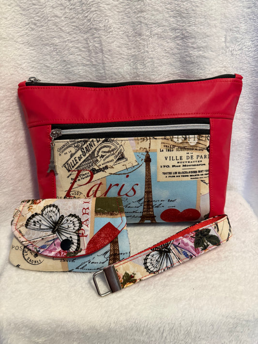 Paris Love Handmade Cosmetic Bag & Pouch Set