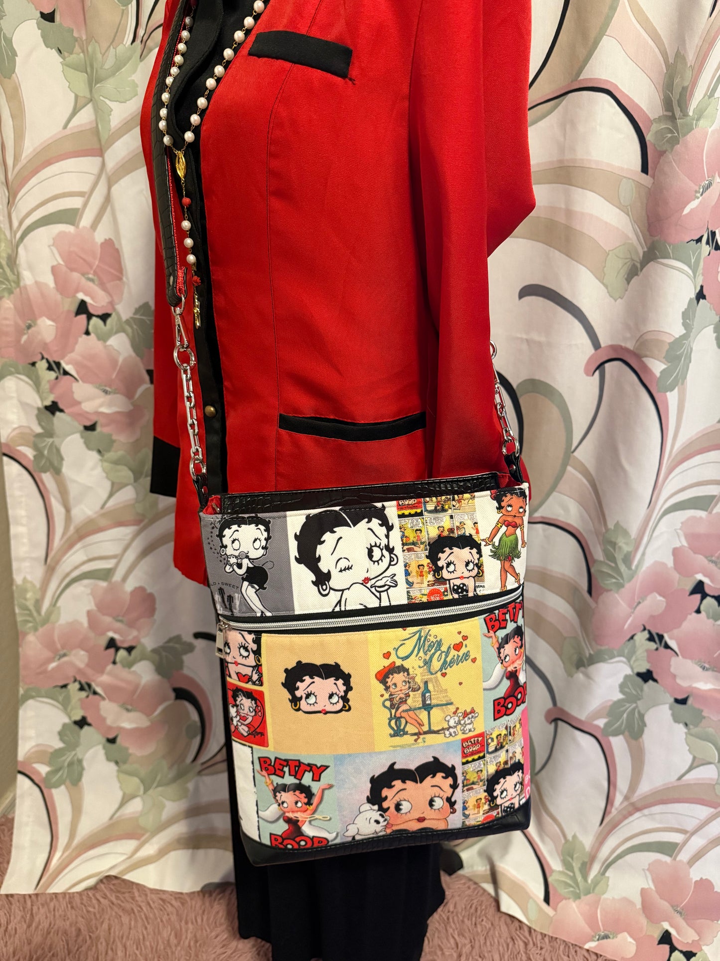Vintage Cartoon Collage Crossbody Bag