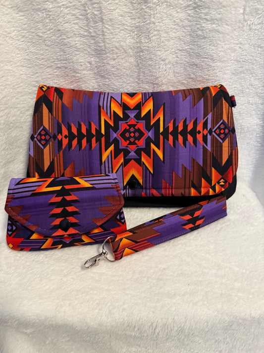 Tribal Glow Handmade Clutch & Wristlet Set