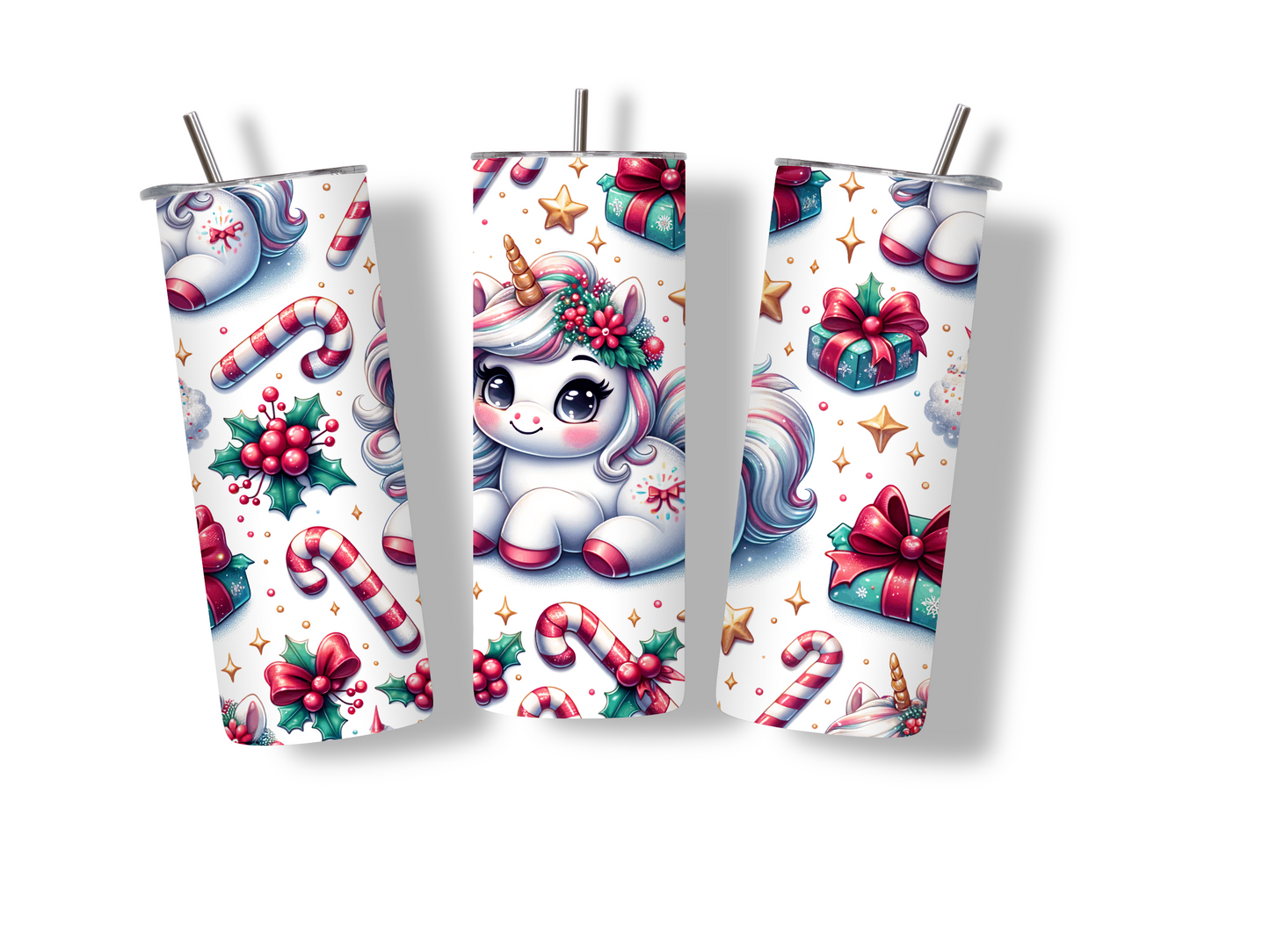 Baby Christmas Unicorn 20 oz Skinny Tumbler Stainless Steel