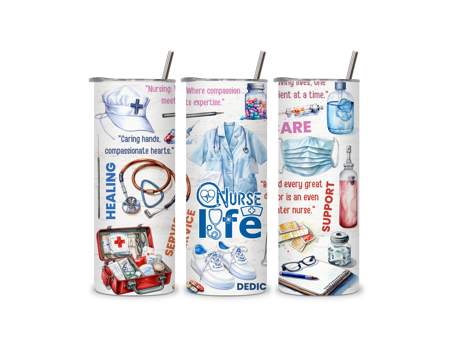 Blue Nurse Life 20 oz Skinny Tumbler Stainless Steel