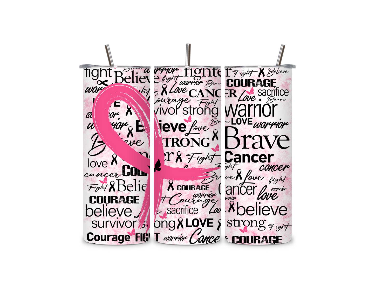 Breast Cancer Awareness Pink 20 oz Skinny Tumbler Stainless Steel