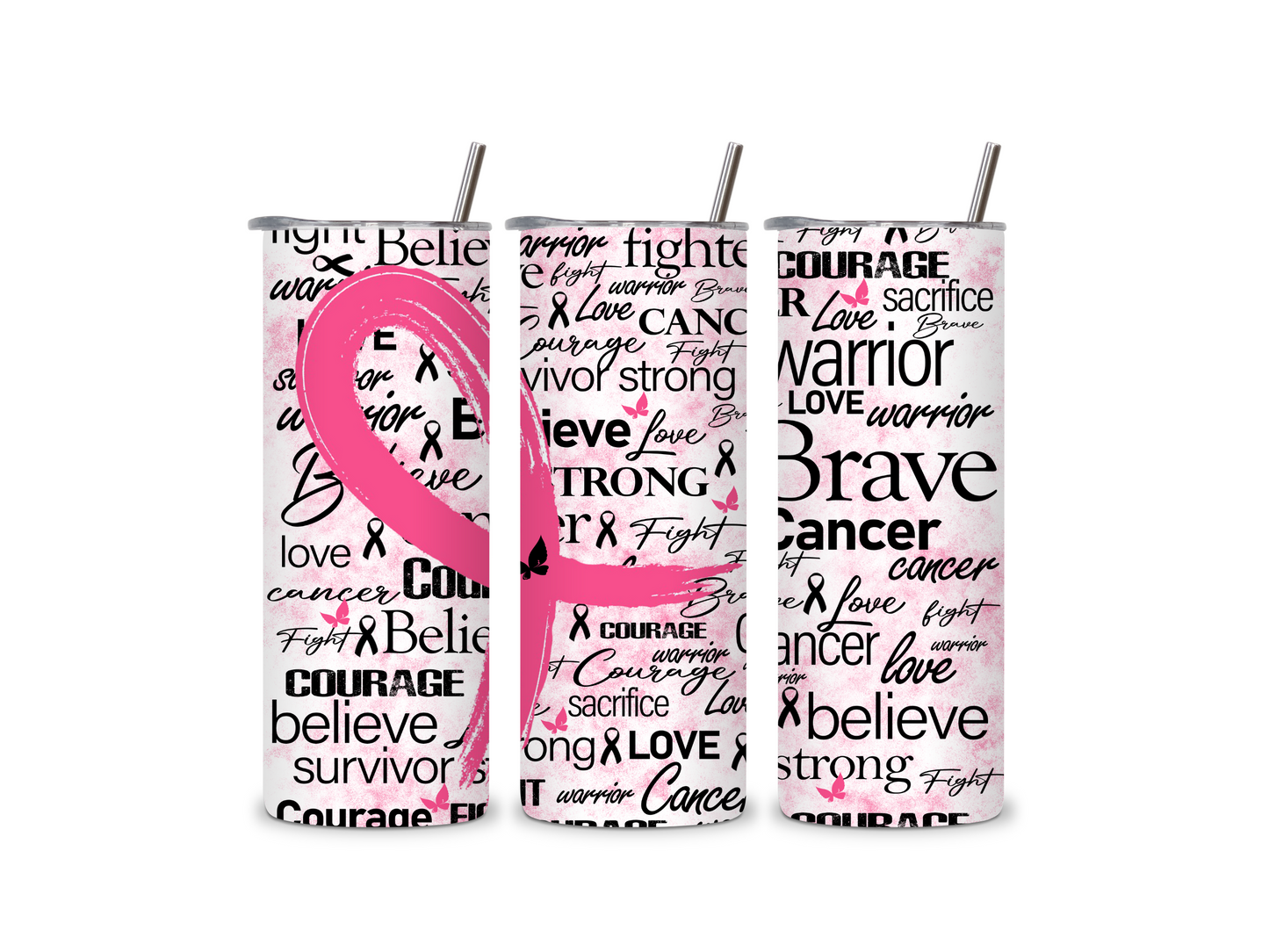Breast Cancer Awareness Pink 20 oz Skinny Tumbler Stainless Steel