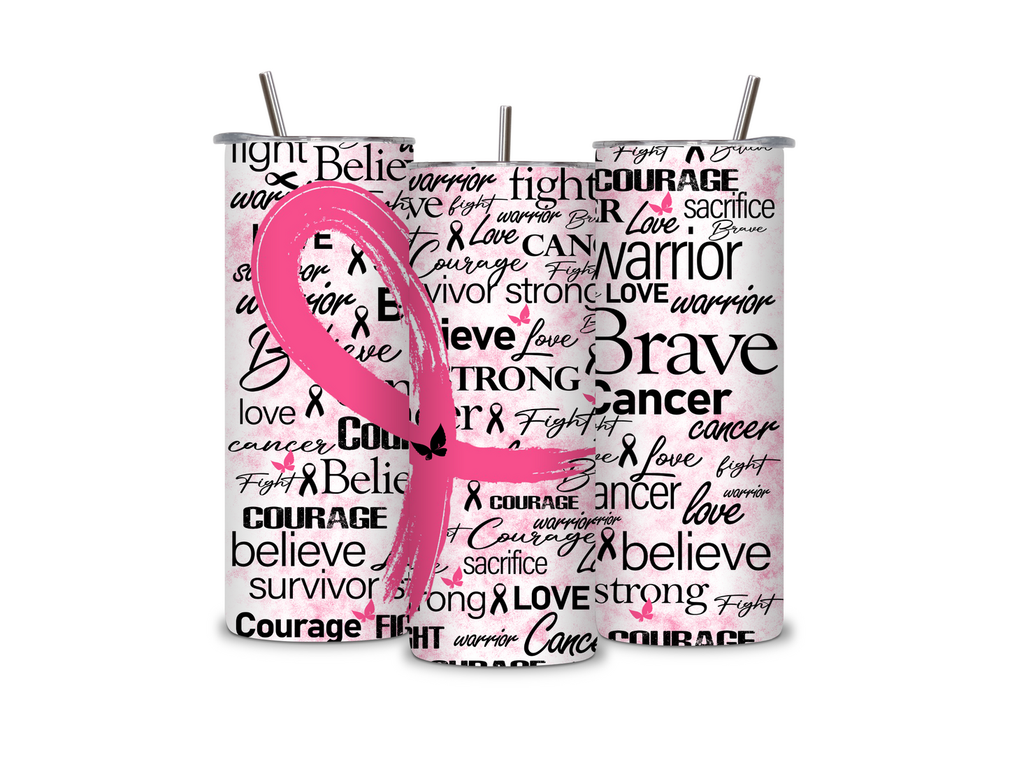 Breast Cancer Awareness Pink 20 oz Skinny Tumbler Stainless Steel