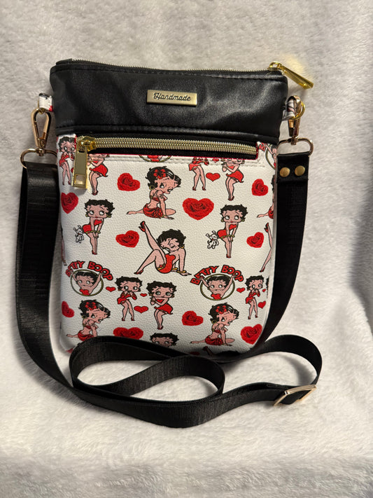 Retro Love Cartoon-Inspired Crossbody Bag