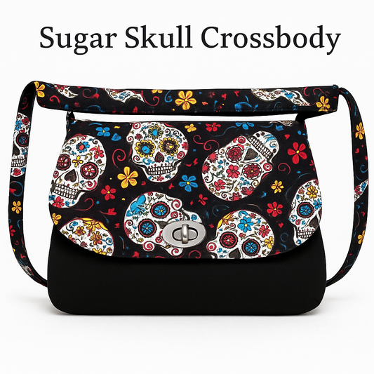 Sugar Skull Handmade Cotton Crossbody Bag