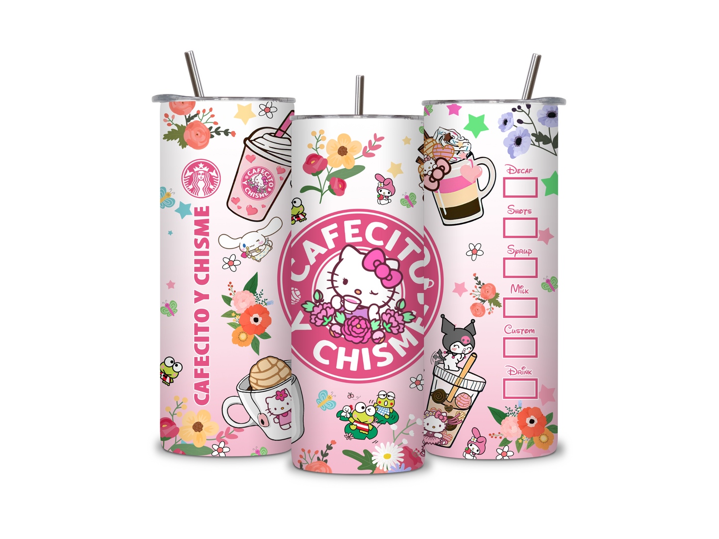 Chisme Kitty 20 oz Skinny Tumbler Stainless Steel