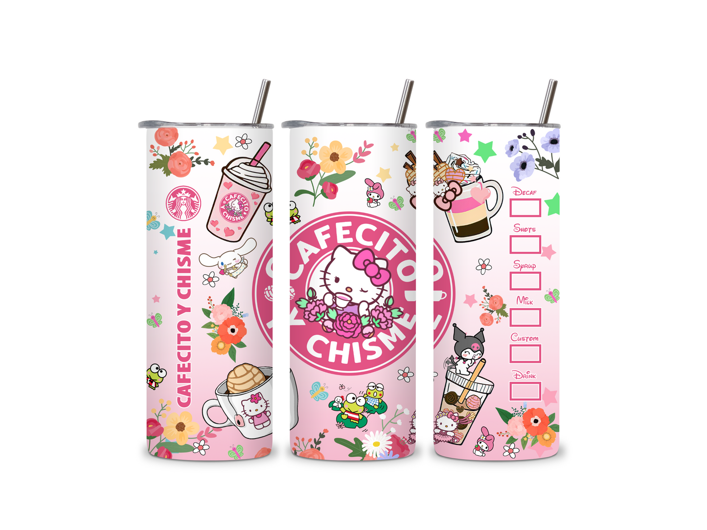 Chisme Kitty 20 oz Skinny Tumbler Stainless Steel