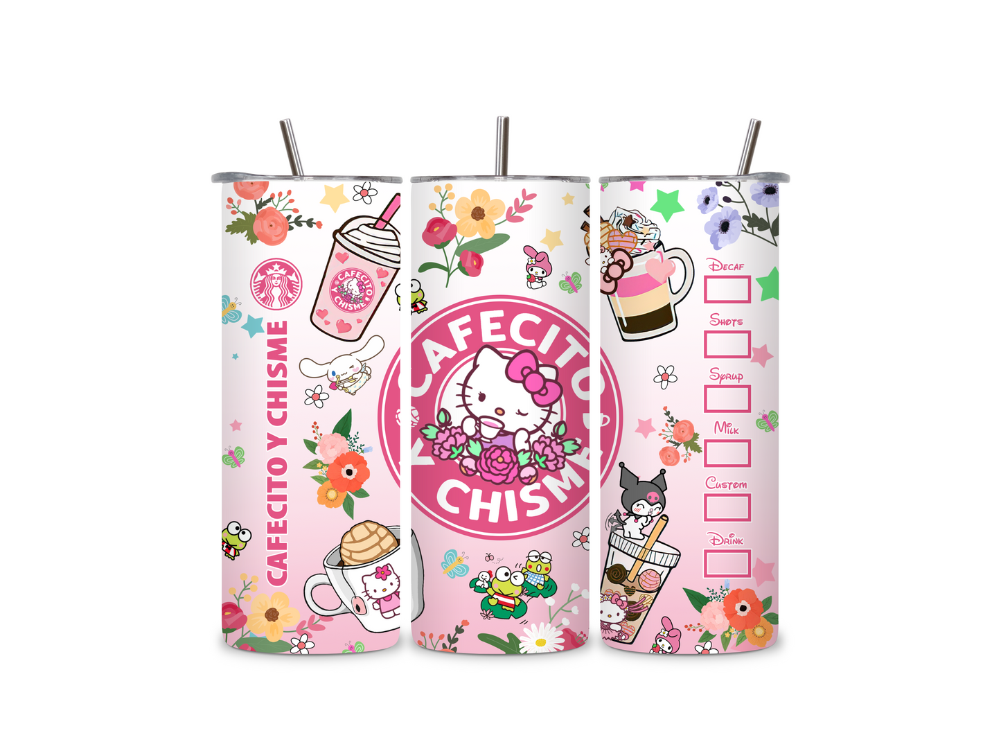 Chisme Kitty 20 oz Skinny Tumbler Stainless Steel