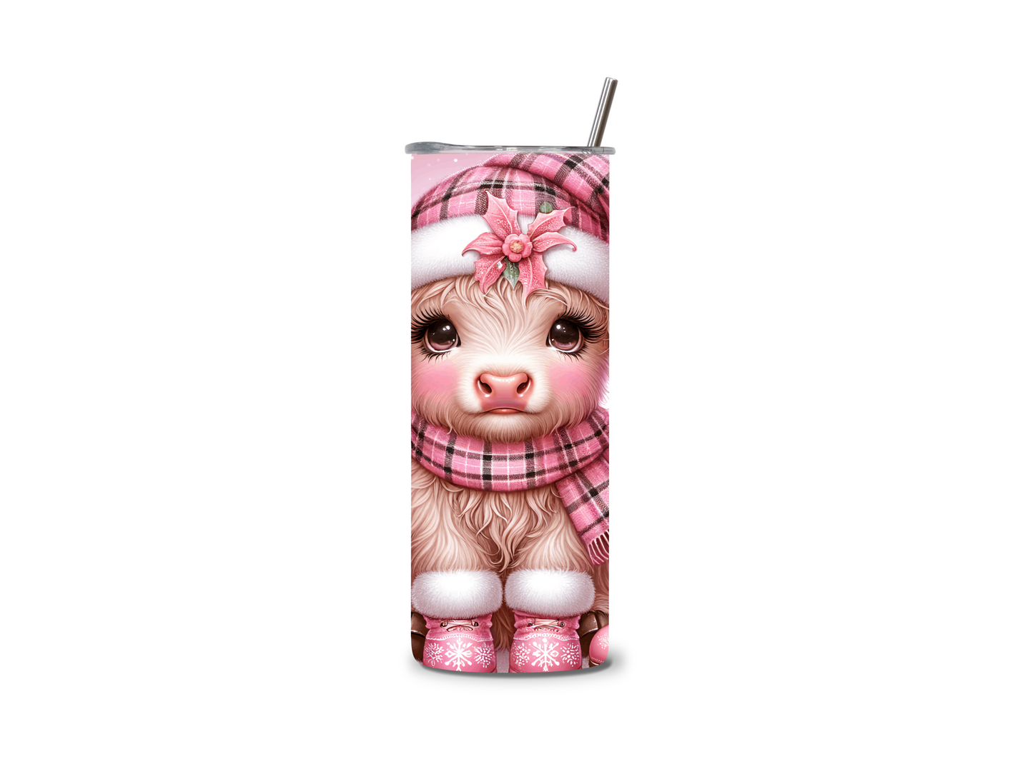 Cute Pink Cow 20 oz Skinny Tumbler Stainless Steel