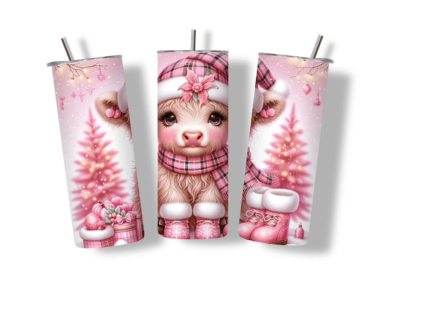 Cute Pink Cow 20 oz Skinny Tumbler Stainless Steel