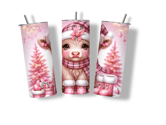 Cute Pink Cow 20 oz Skinny Tumbler Stainless Steel