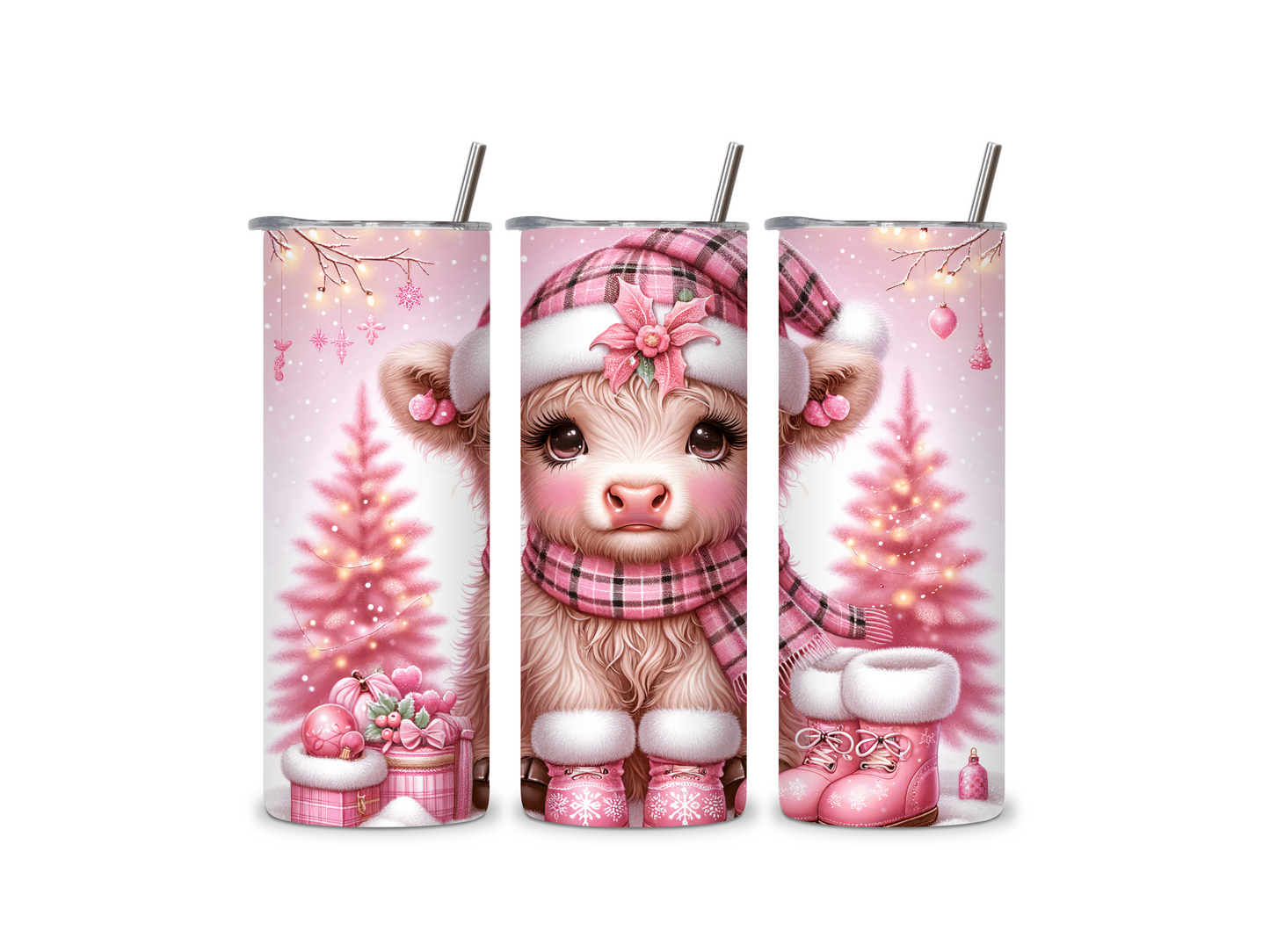 Cute Pink Cow 20 oz Skinny Tumbler Stainless Steel