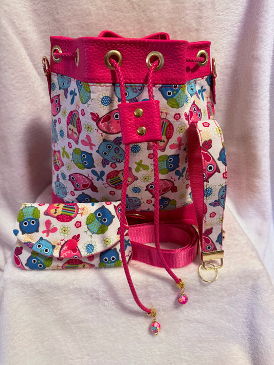 Happy Owl Handmade Bucket Bag Set