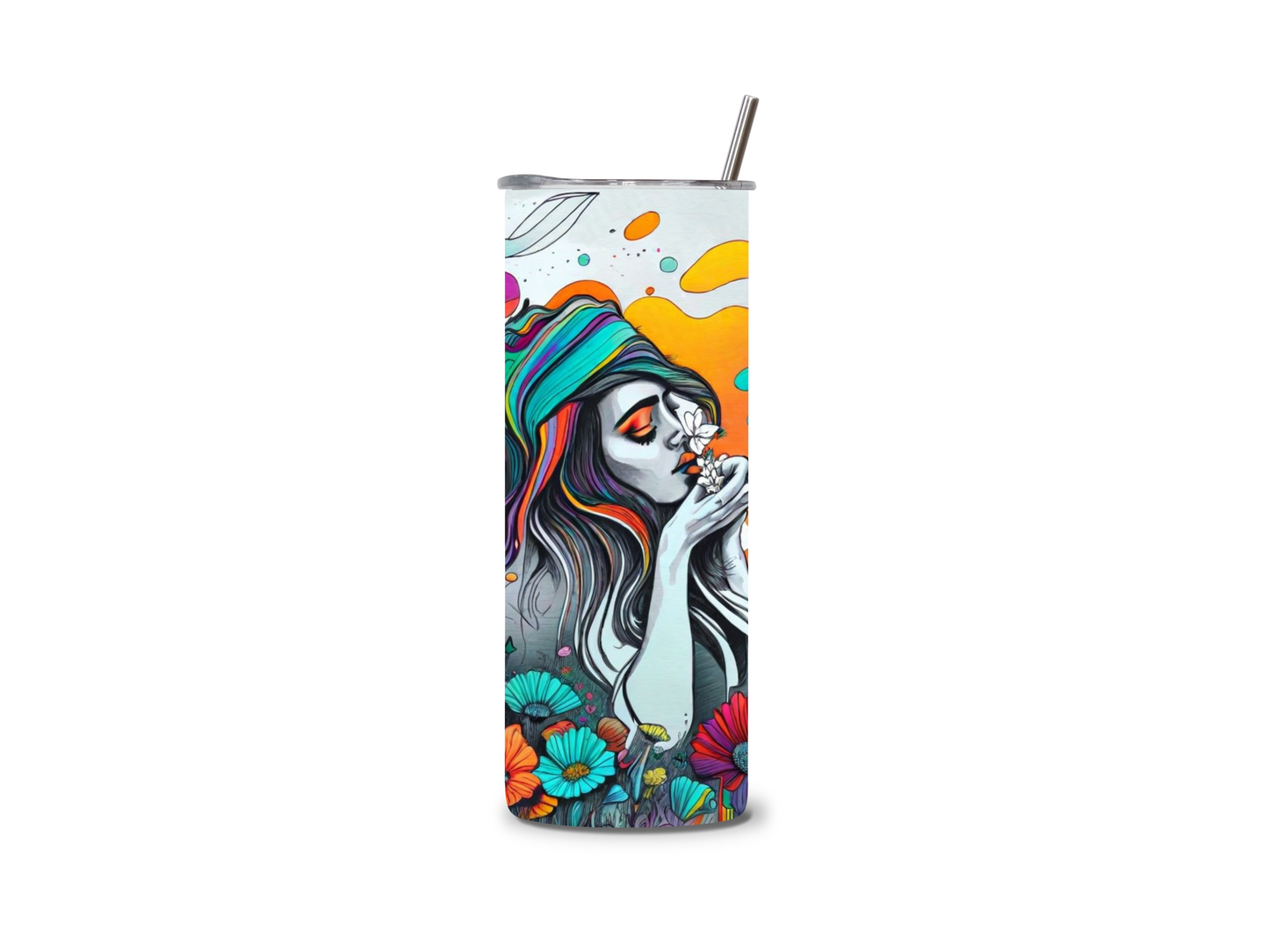 Girl Dreaming with Flowers 20 oz Skinny Tumbler Stainless Steel