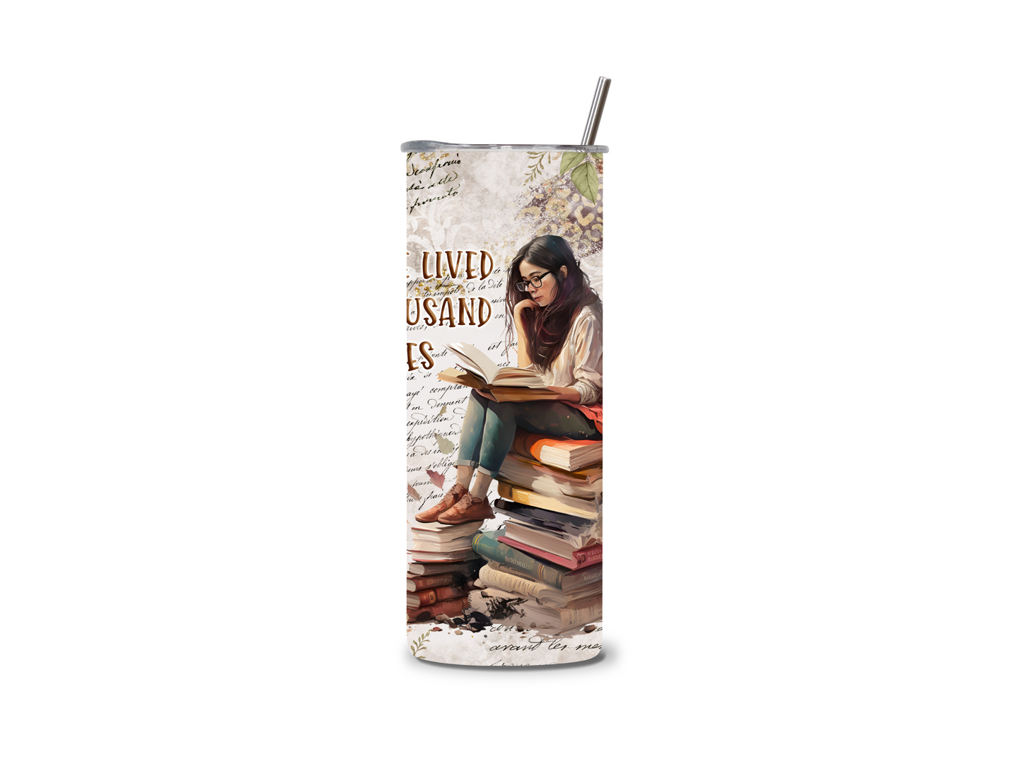 I Lived a Thousand Lives 20 oz Skinny Tumbler Stainless Steel
