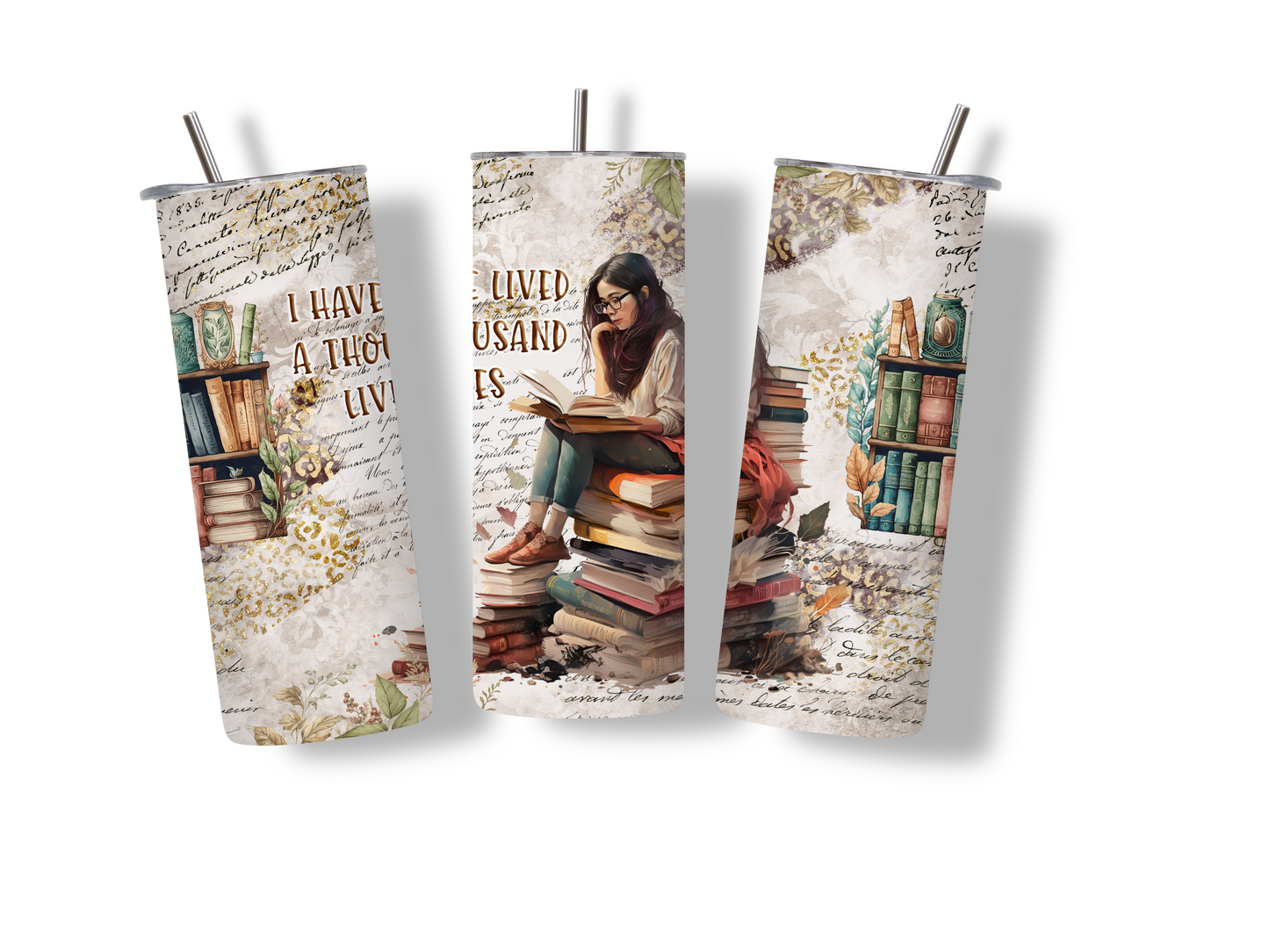 I Lived a Thousand Lives 20 oz Skinny Tumbler Stainless Steel