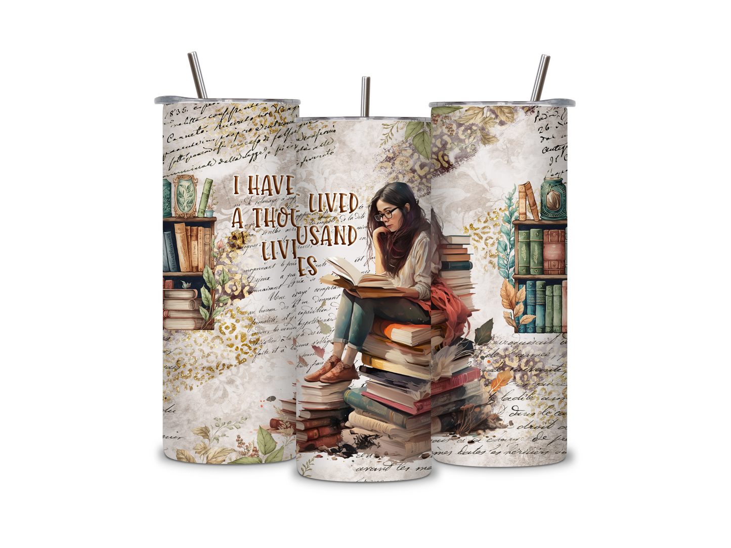 I Lived a Thousand Lives 20 oz Skinny Tumbler Stainless Steel