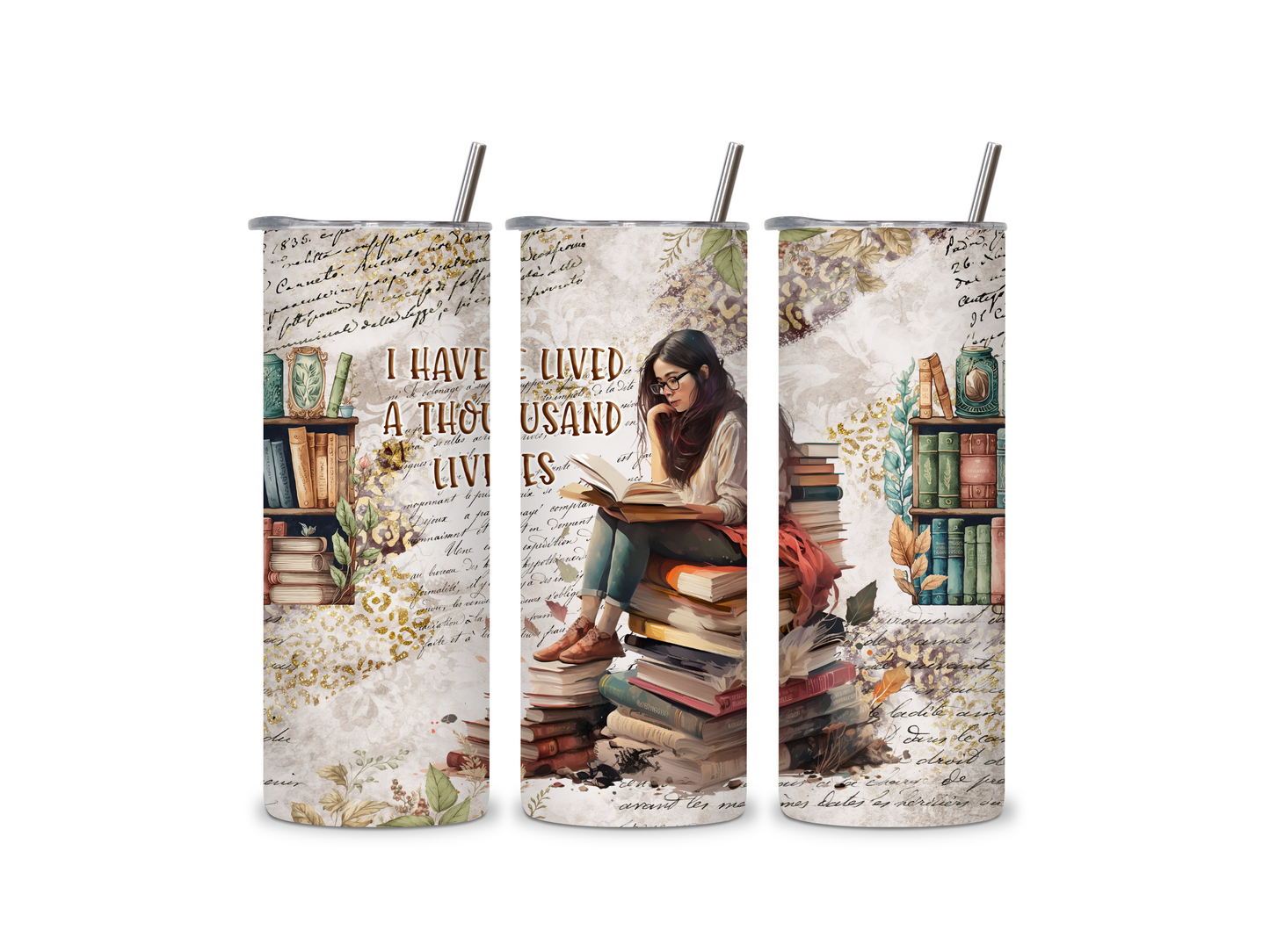 I Lived a Thousand Lives 20 oz Skinny Tumbler Stainless Steel