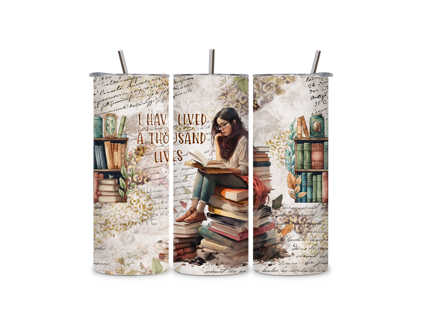 I Lived a Thousand Lives 20 oz Skinny Tumbler Stainless Steel