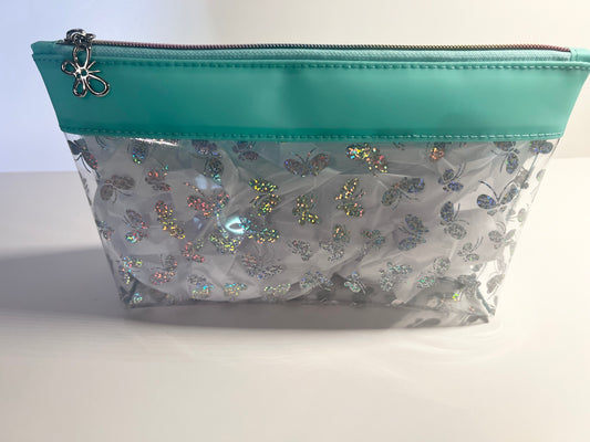 Jelly Fabric Butterfly Print Makeup Bag! 10”W x 5.5”H