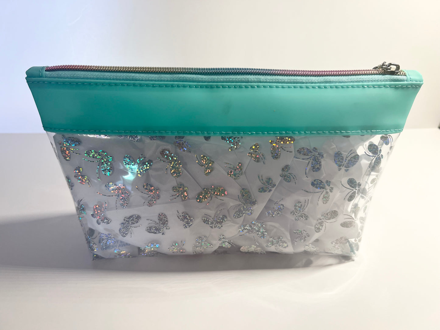 Jelly Fabric Butterfly Print Makeup Bag! 10”W x 5.5”H