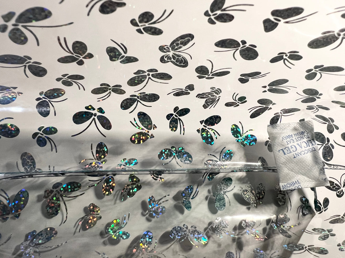 Jelly Fabric Butterfly Print Makeup Bag! 10”W x 5.5”H