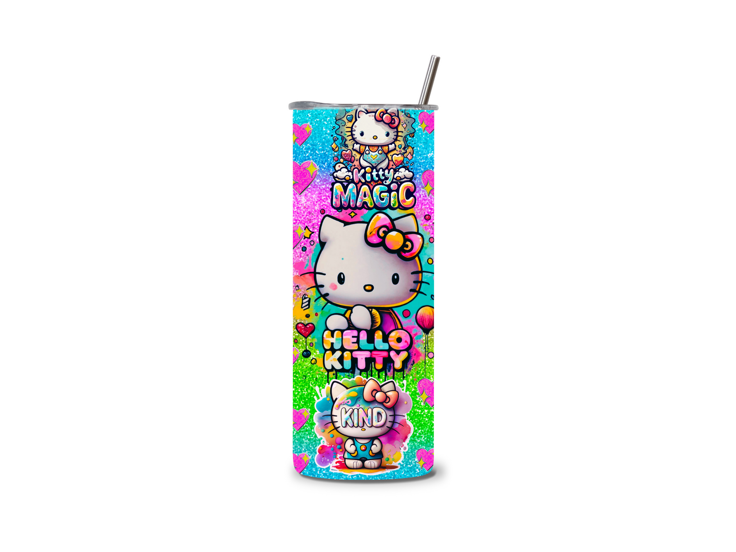 Kawaii Kitty Tumbler 20 oz Skinny Tumbler Stainless Steel