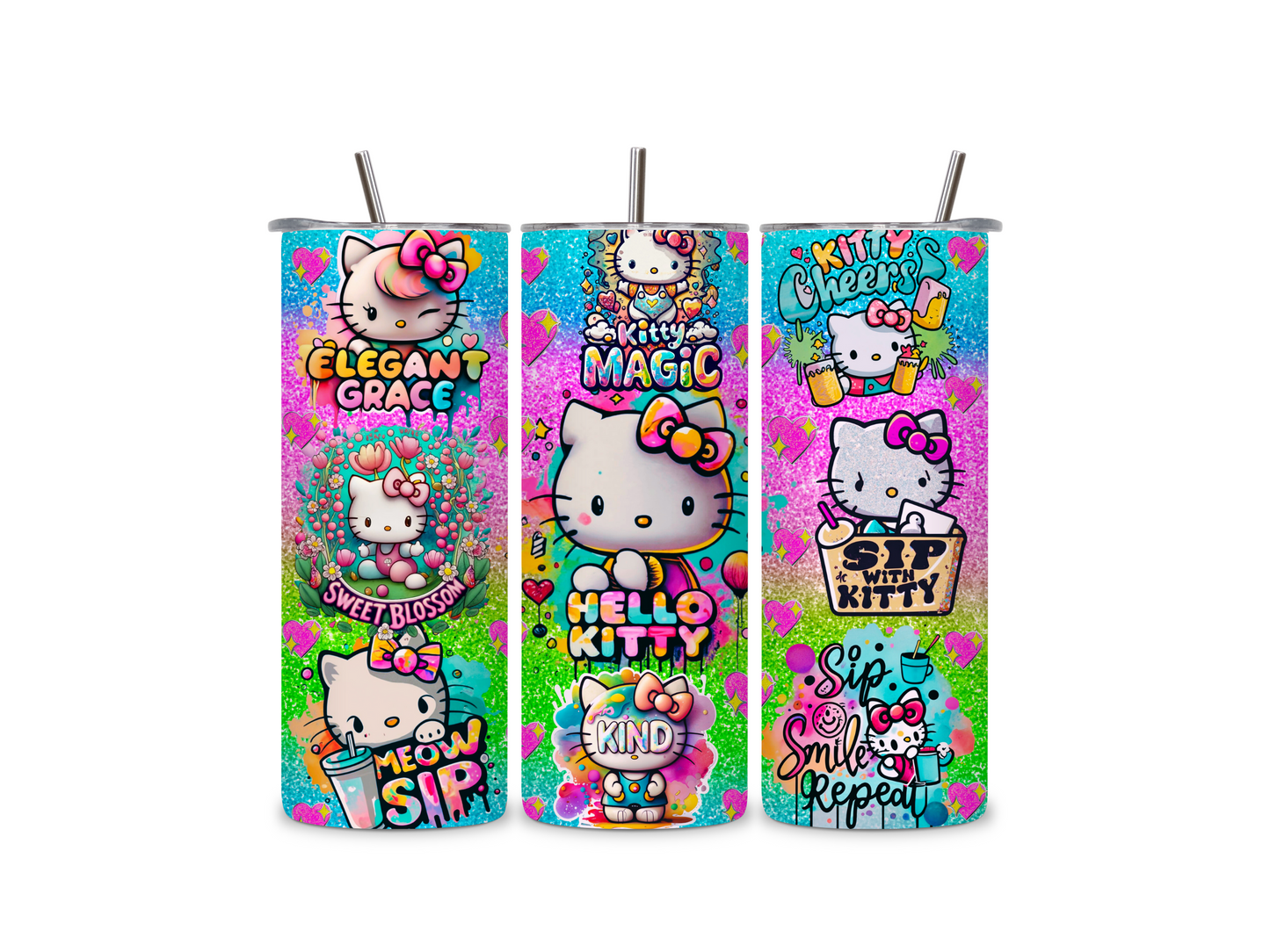 Kawaii Kitty Tumbler 20 oz Skinny Tumbler Stainless Steel