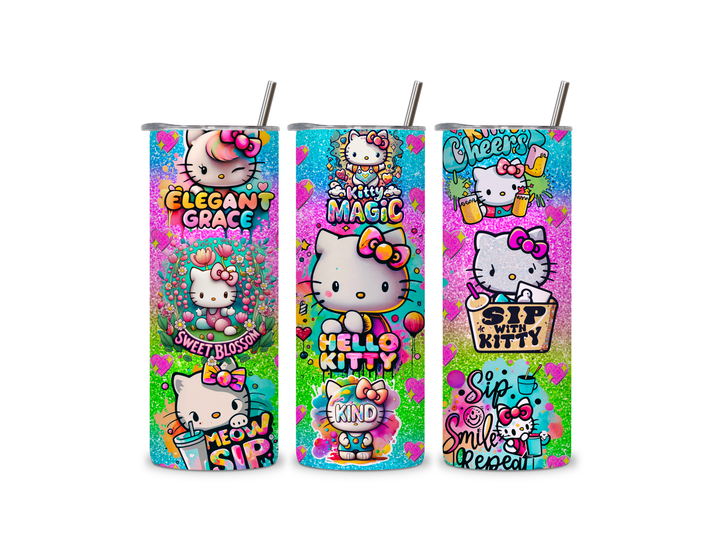 Kawaii Kitty Tumbler 20 oz Skinny Tumbler Stainless Steel