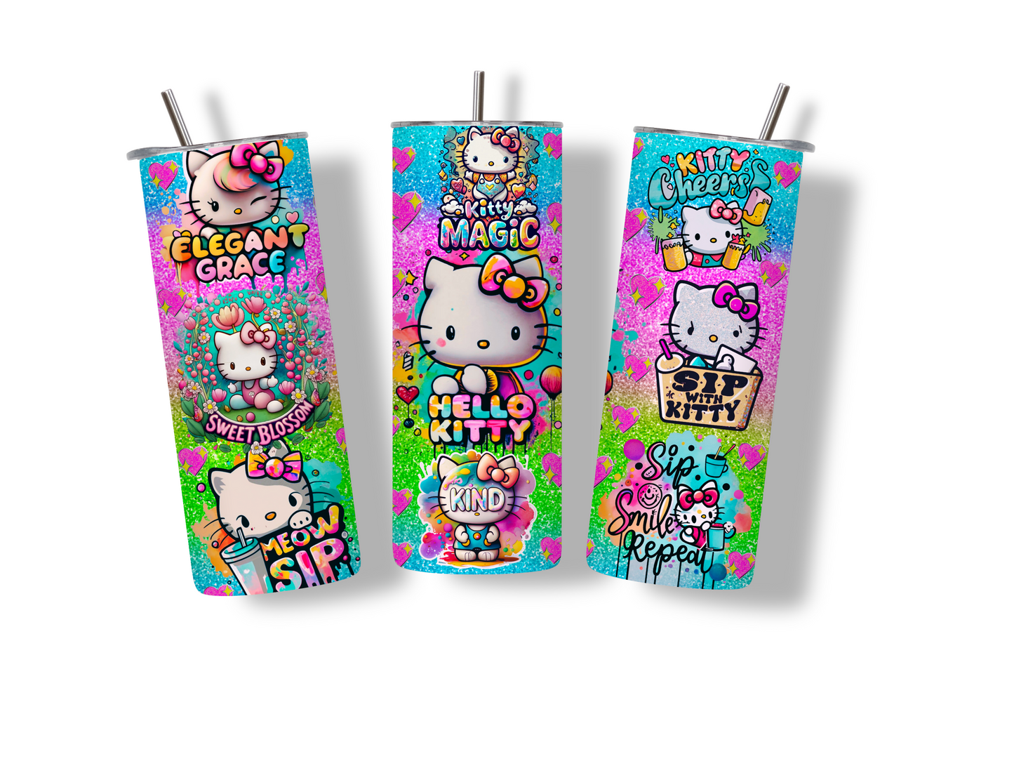 Kawaii Kitty Tumbler 20 oz Skinny Tumbler Stainless Steel