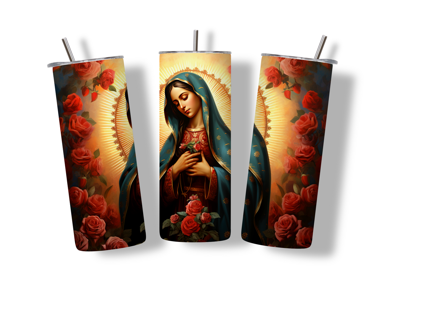 Lady of Guadalupe Rose Mary Elegant 20 oz Skinny Tumbler Stainless Steel