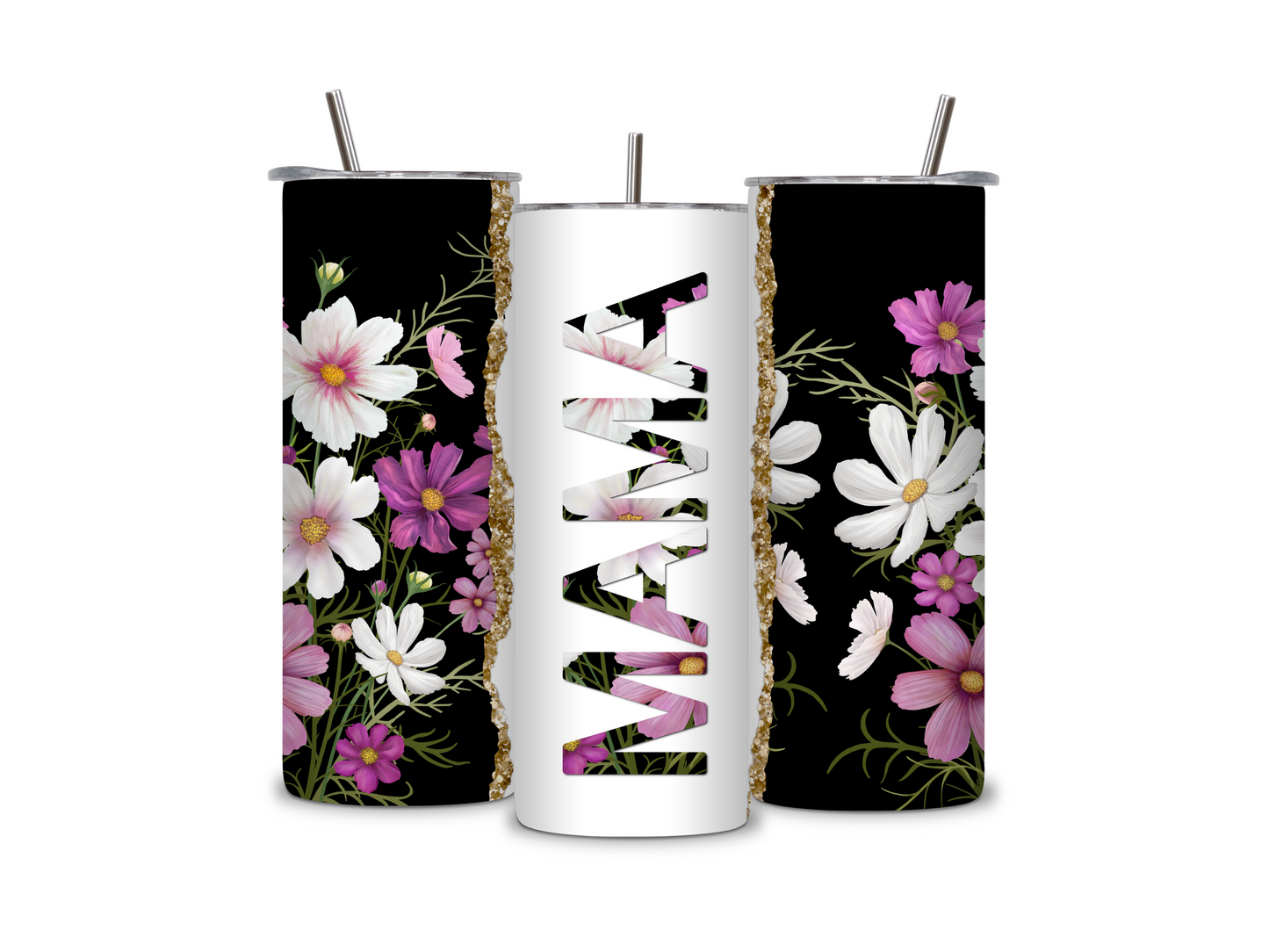 MAMA Floral 20 oz Skinny Tumbler Stainless Steel