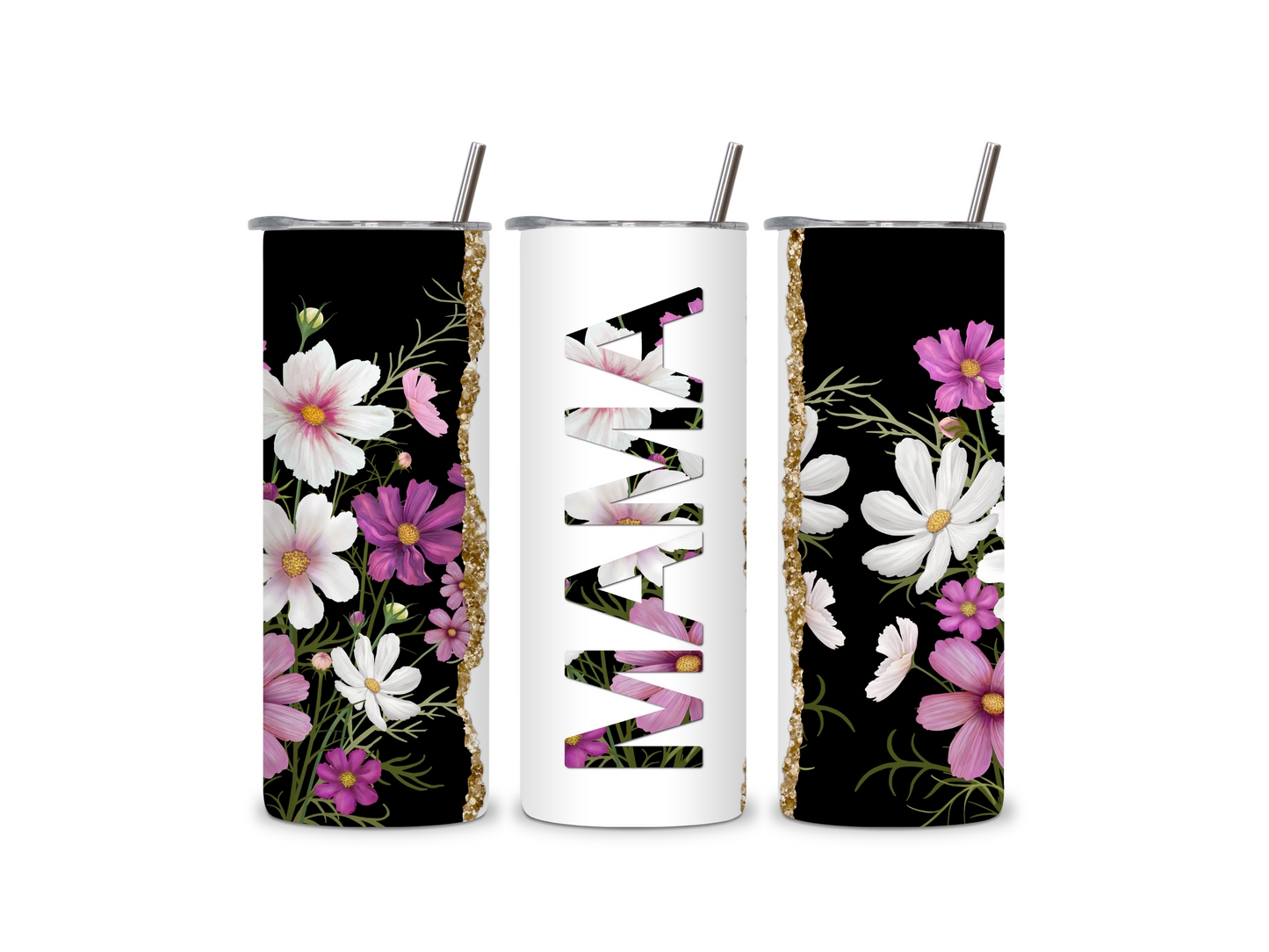 MAMA Floral 20 oz Skinny Tumbler Stainless Steel