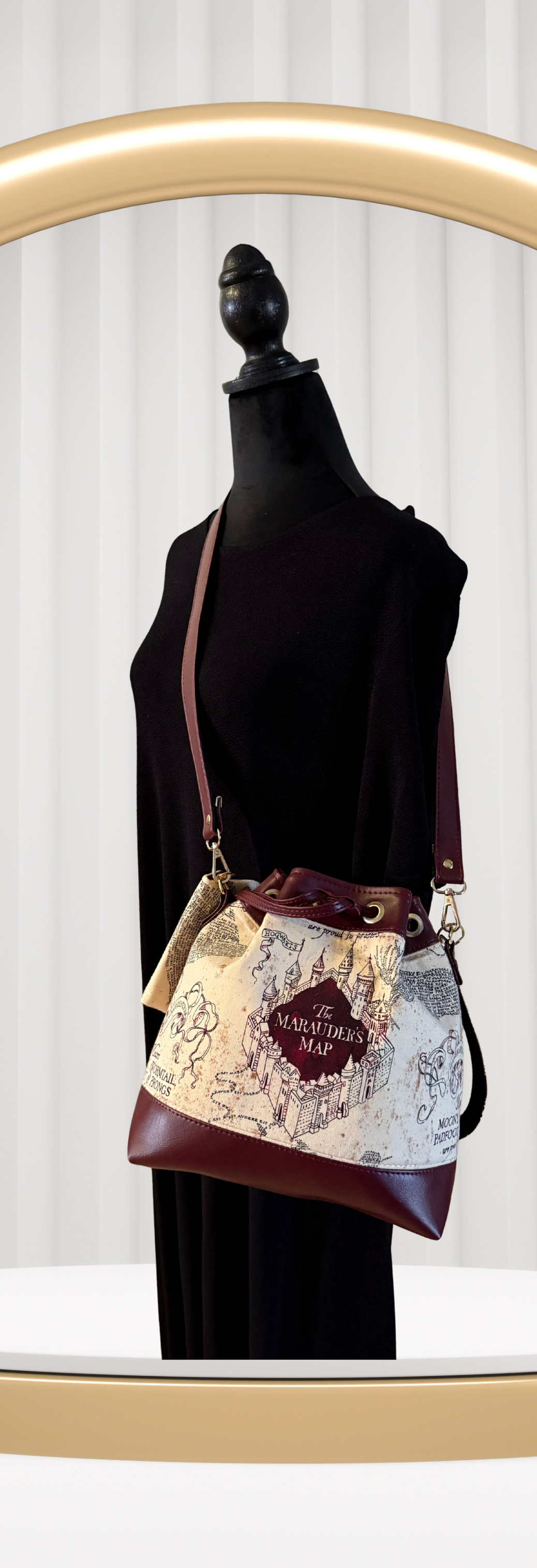 Vintage Map Bucket Bag Set