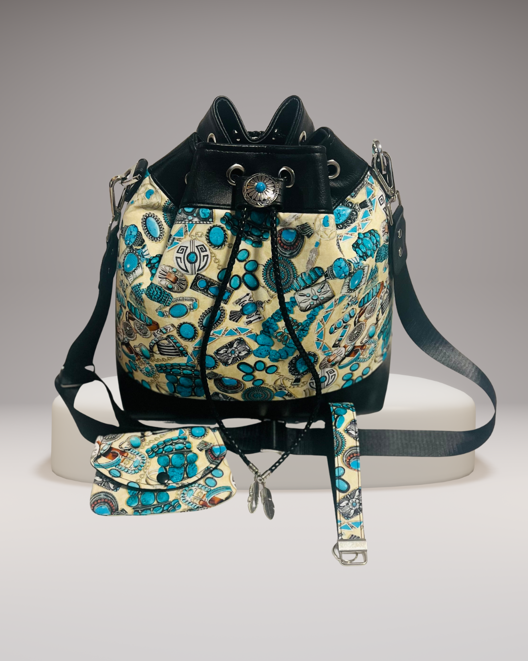Southwestern Turquoise Drawstring Purse (Pre-Order)