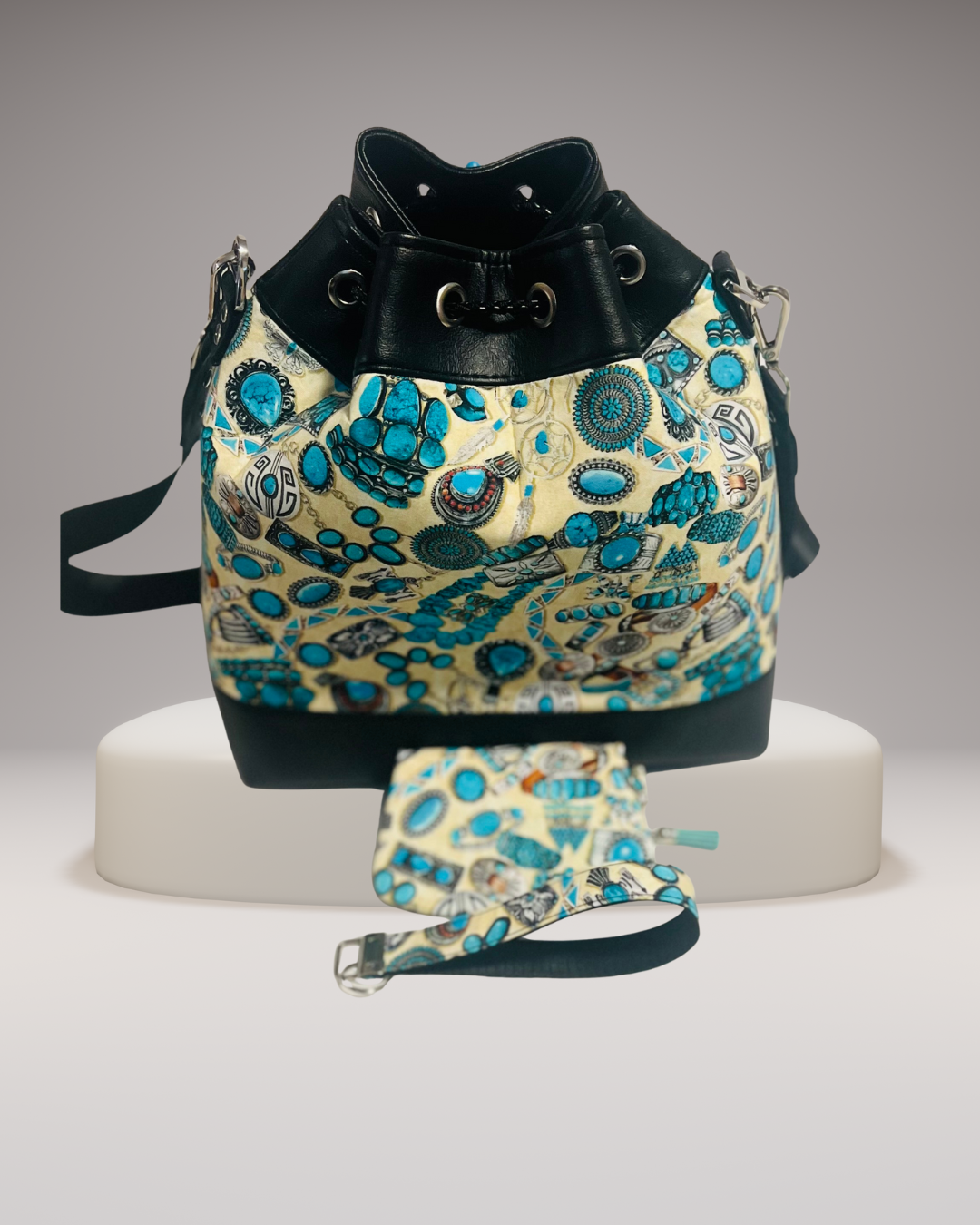 Southwestern Turquoise Drawstring Purse (Pre-Order)