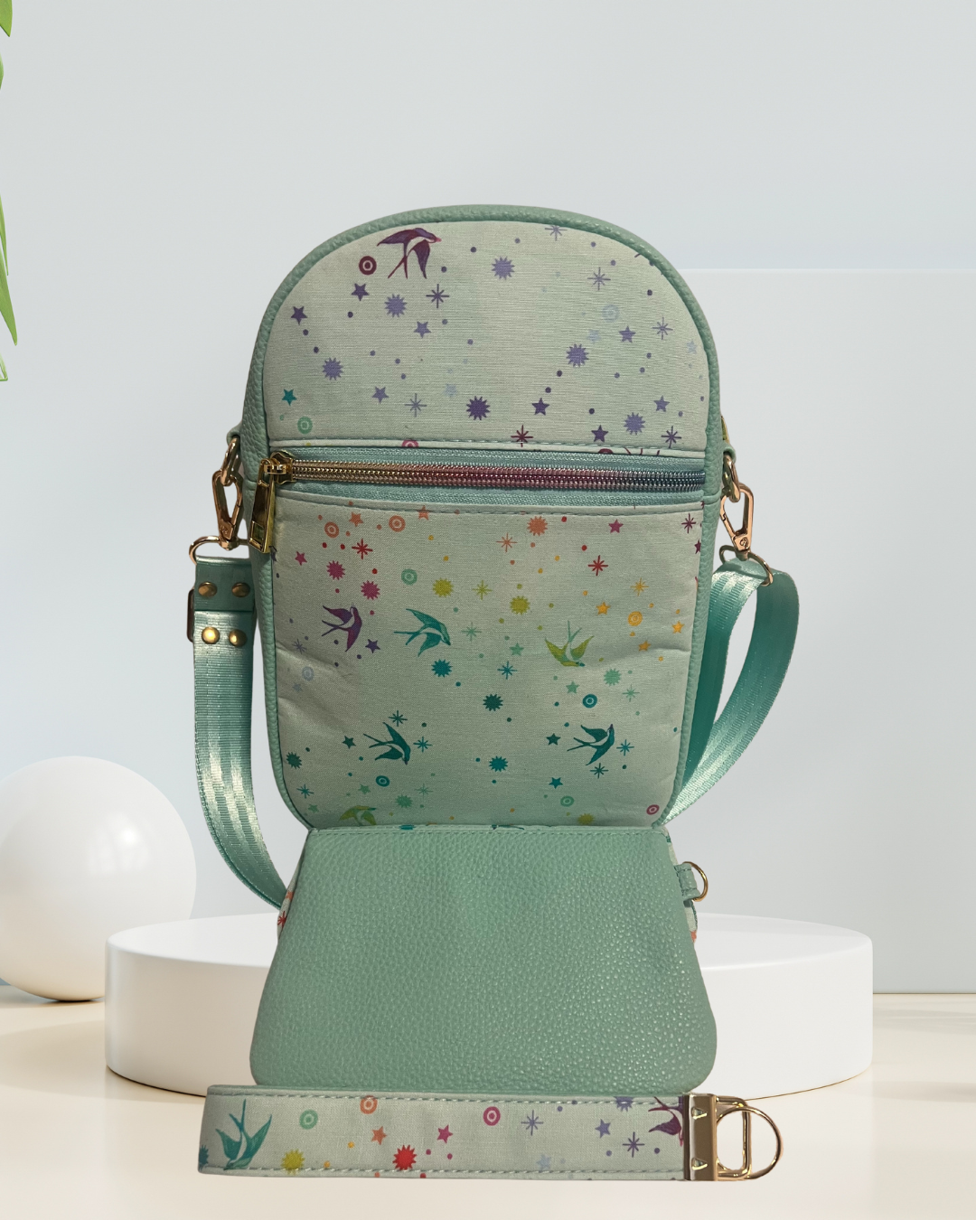 Mint Stardust Lace-Up Sling Bag Set
