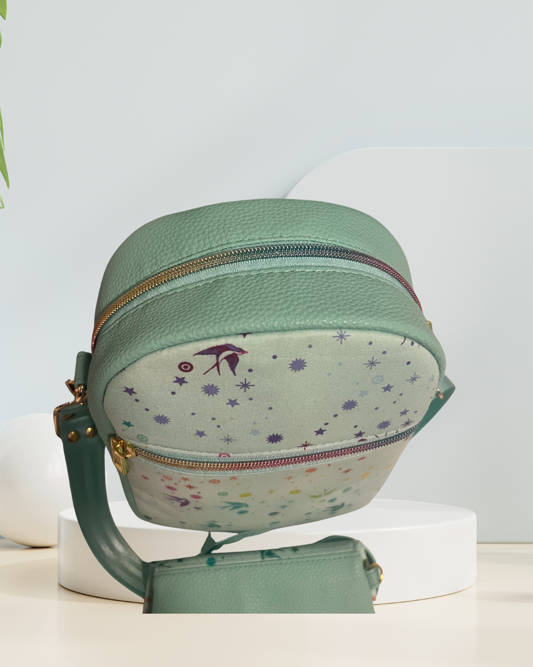 Mint Stardust Lace-Up Sling Bag Set