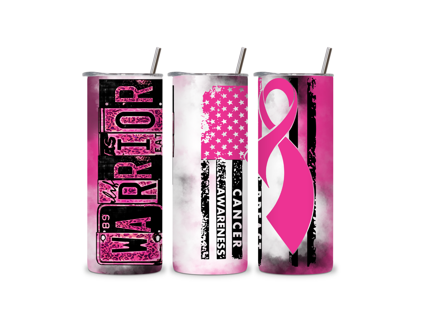 Warrior/Breast Cancer Awareness Pink  20oz Skinny Tumbler