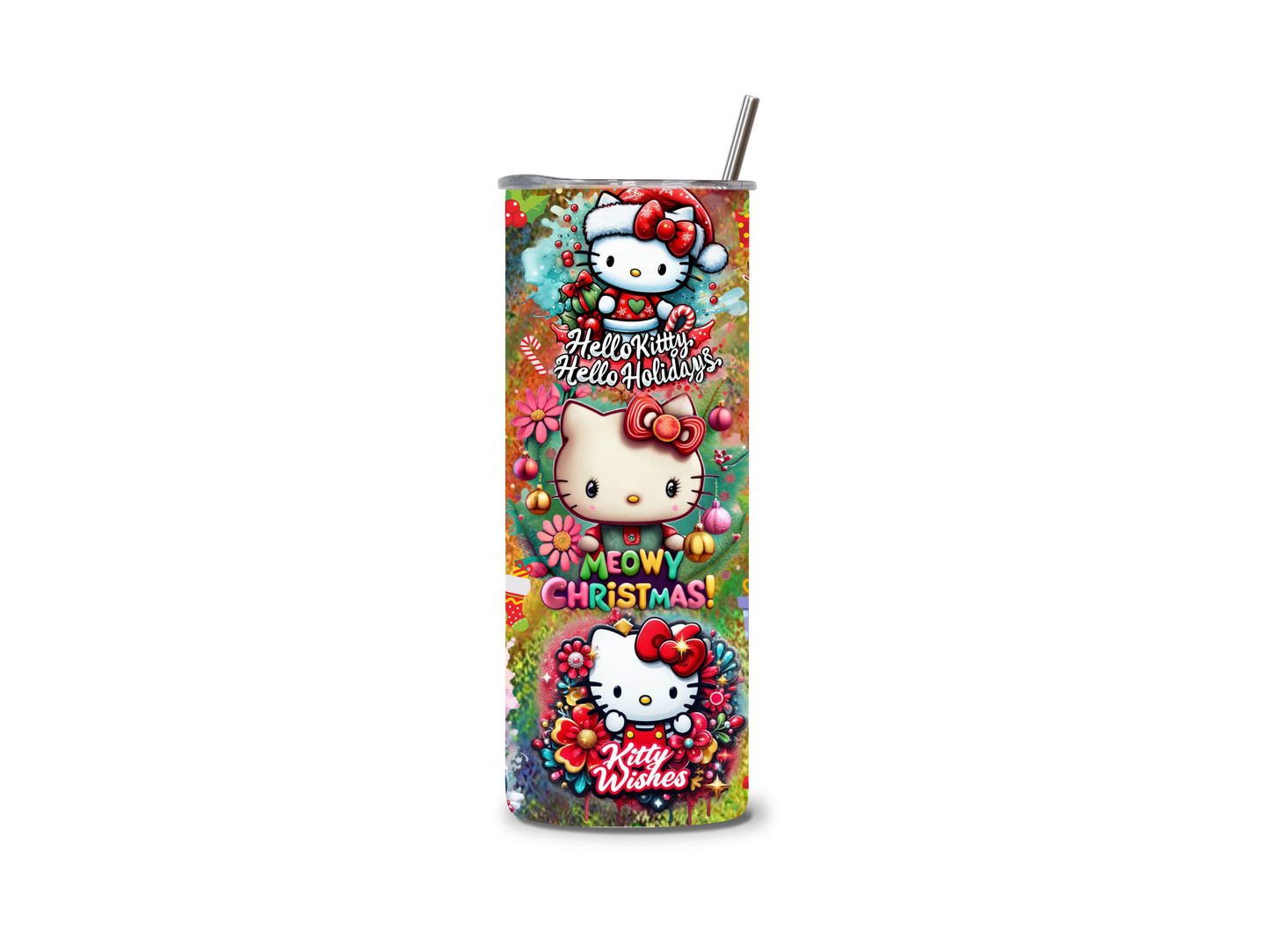Xmas Kitty 20 oz Skinny Tumbler Stainless Steel